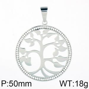 Stainless Steel Stone & Crystal Pendant - KP58303-K