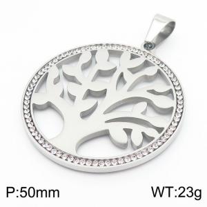 Stainless Steel Stone & Crystal Pendant - KP58310-K