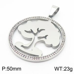 Stainless Steel Stone & Crystal Pendant - KP58317-K