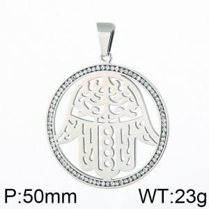 Stainless Steel Stone & Crystal Pendant - KP58350-K