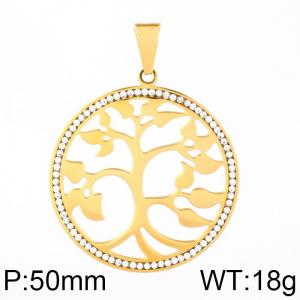 Stainless Steel Stone & Crystal Pendant - KP58615-K