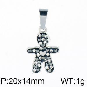 Stainless Steel Stone & Crystal Pendant - KP59133-K