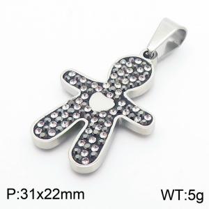 Stainless Steel Stone & Crystal Pendant - KP59134-K