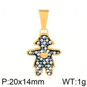 Stainless Steel Stone & Crystal Pendant - KP59135-K