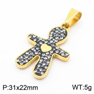 Stainless Steel Stone & Crystal Pendant - KP59136-K