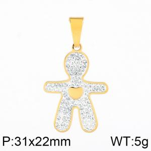 Stainless Steel Stone & Crystal Pendant - KP59138-K