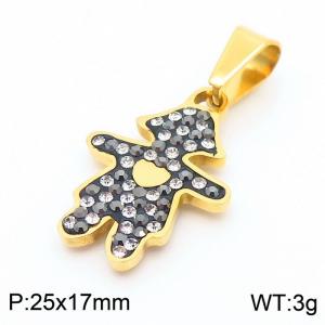 Stainless Steel Stone & Crystal Pendant - KP59142-K