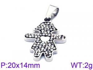 Stainless Steel Stone & Crystal Pendant - KP59144-K