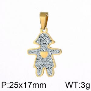 Stainless Steel Stone & Crystal Pendant - KP59151-K