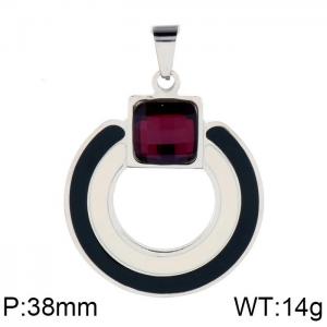 Stainless Steel Stone & Crystal Pendant - KP59672-K