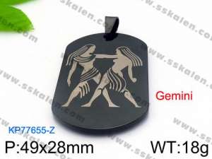 Stainless Steel Black-plating Pendant - KP77655-Z