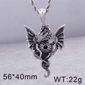 Zodiac Dragon Pendant Stainless Steel Men's Dragon Head Pendant - KP78912-BD
