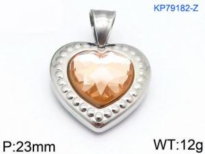 Stainless Steel Stone & Crystal Pendant - KP79182-Z