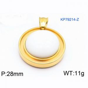 Women Gold-Plated Stainless Steel Round Pendant with White Shell Charm - KP79214-Z