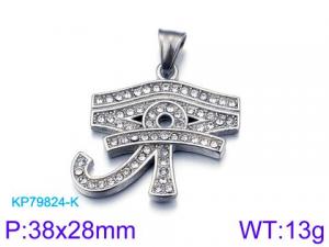 Stainless Steel Stone & Crystal Pendant - KP79824-K