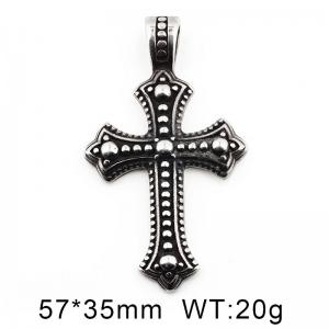 Stainless Steel Punk retro round ball Cross Pendant - KP80477-MI