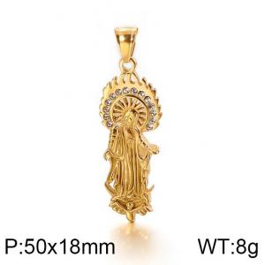 Stainless Steel Stone & Crystal Pendant - KP82543-KHX