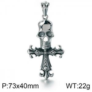 Stainless Skull Pendants - KP82811-BDJX