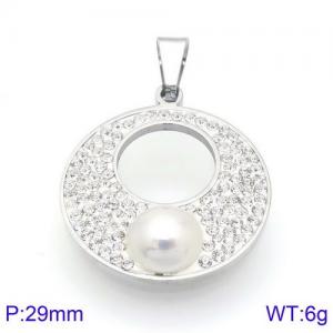 Stainless Steel Stone & Crystal Pendant - KP83281-K