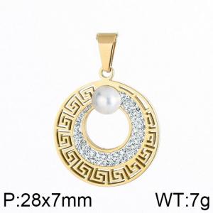 Stainless Steel Stone & Crystal Pendant - KP83282-K