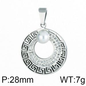 Stainless Steel Stone & Crystal Pendant - KP83283-K