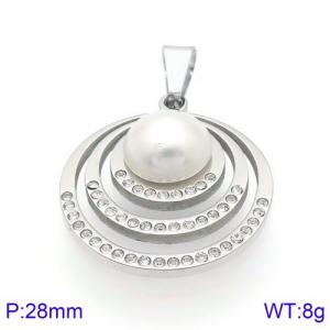 Stainless Steel Stone & Crystal Pendant - KP83286-K