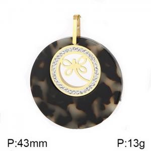 Stainless Steel Stone & Crystal Pendant - KP98316-K