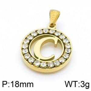 Stainless Steel Stone & Crystal Pendant - KP98581-LB
