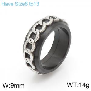 Stainless Steel Black-plating Ring - KR100080-K