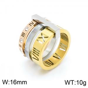 Stainless Steel Stone&Crystal Ring - KR100186-K