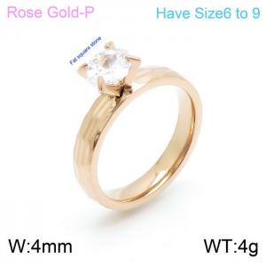 Stainless Steel Stone&Crystal Ring - KR100649-K