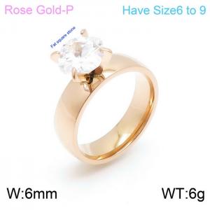 Stainless Steel Stone&Crystal Ring - KR100651-K