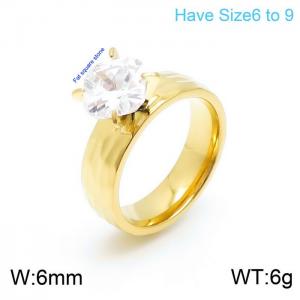 Stainless Steel Stone&Crystal Ring - KR100655-K