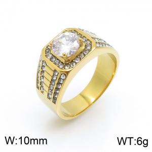 Stainless Steel Stone&Crystal Ring - KR100884-TZN