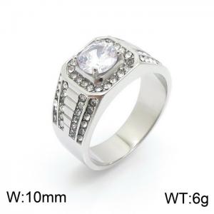 Stainless Steel Stone&Crystal Ring - KR100885-TZN