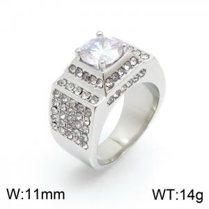 Stainless Steel Stone&Crystal Ring - KR100886-TZN