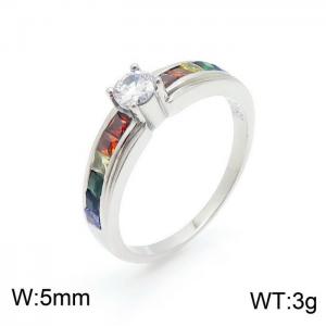 Stainless Steel Stone&Crystal Ring - KR100895-TZN