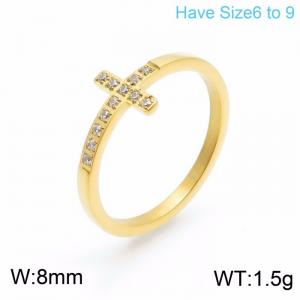 Stainless Steel Stone&Crystal Ring - KR101164-K