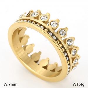 Stainless Steel Stone&Crystal Ring - KR101283-K