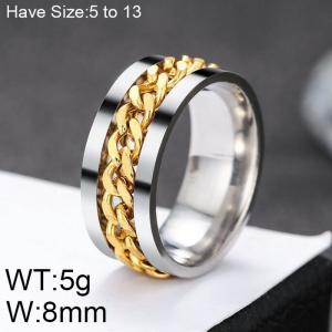 Stainless Steel Gold-plating Ring - KR101428-WGRH