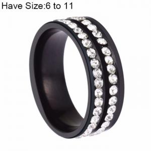 Stainless Steel Stone&Crystal Ring - KR101494-WGRH