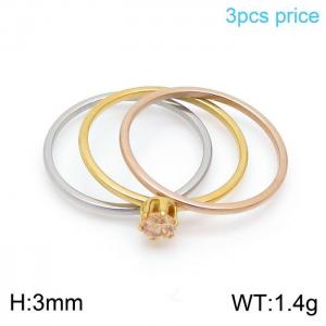 Stainless Steel Stone&Crystal Ring - KR101836-LK
