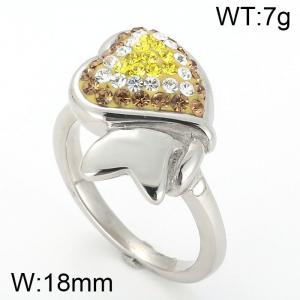 Stainless Steel Stone Ring - KR10211-K