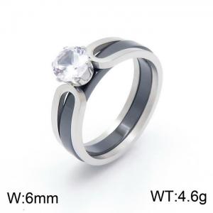 Stainless Steel Stone&Crystal Ring - KR102146-IL