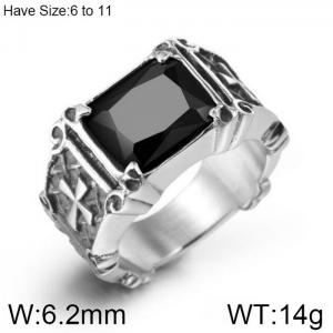 Stainless Steel Stone&Crystal Ring - KR102191-WGSJ