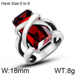 Stainless Steel Stone&Crystal Ring - KR102202-WGSJ