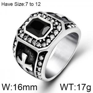 Stainless Steel Stone&Crystal Ring - KR102241-WGSJ