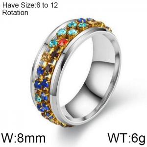 Stainless Steel Stone&Crystal Ring - KR102295-WGDC