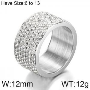 Stainless Steel Stone&Crystal Ring - KR102315-WGDC