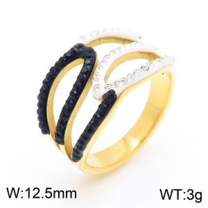 Stainless Steel Stone&Crystal Ring - KR103298-KFC